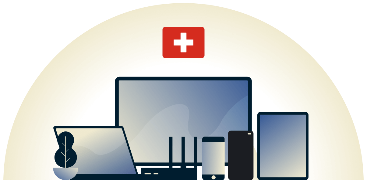 VPN pour la Suisse protégeant une variété d'appareils.