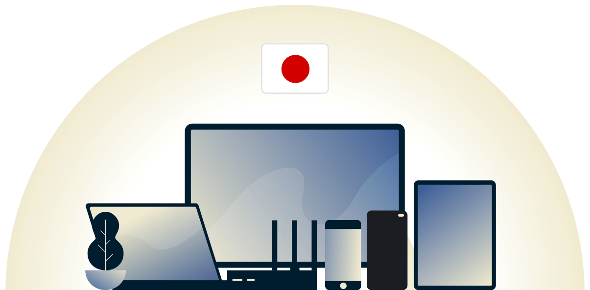 VPN per il Giappone che protegge una variet&agrave; di dispositivi.